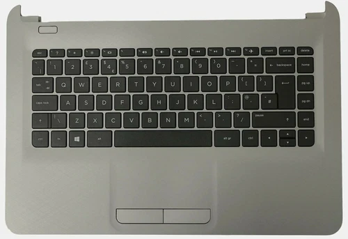 New HP 14-AC Grey Palmrest Touchpad Cover UK QWERTY Keyboard 813915-031