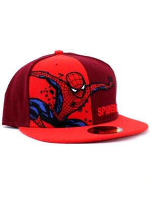 New Era Spider-Man 59fifty Custom Fitted Hat Size 7 1/2 Marvel Comics Red