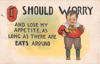 1919 Comic PC-Little Boy With Jam Jar & Doughnut-I Should Worry & Lose My Appeti