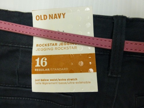 Old Navy Rockstar Jegging Adjusable Waist Belted Pants Girls 16R Gray New - Picture 3 of 4