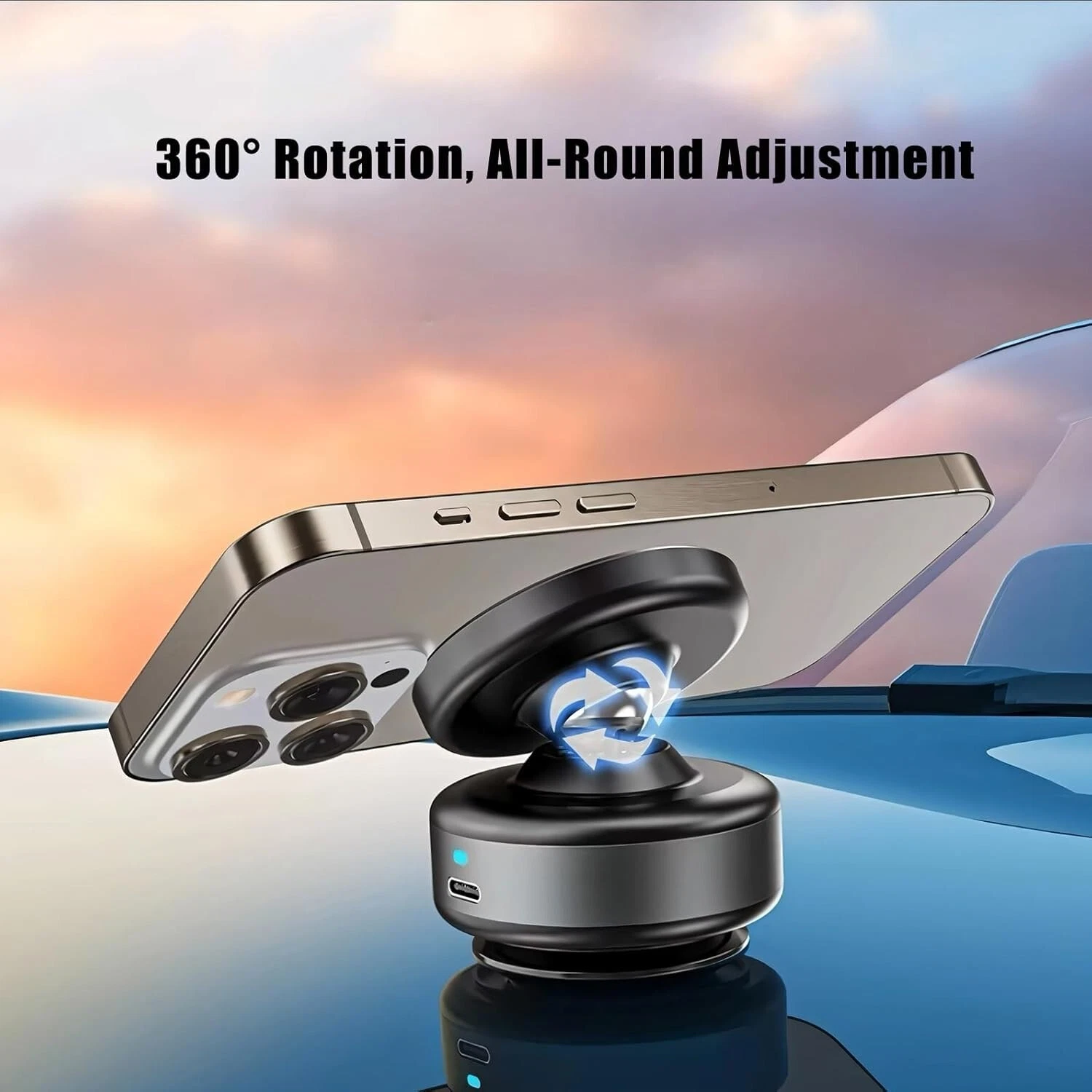 Electric Vacuum Magnetic Suction Cup Car Phone Holder Stand Mount 360° Rotation Electric Vacuum Magnetic Suction Cup Car Phone Holder Stand Mount 360° Rotation