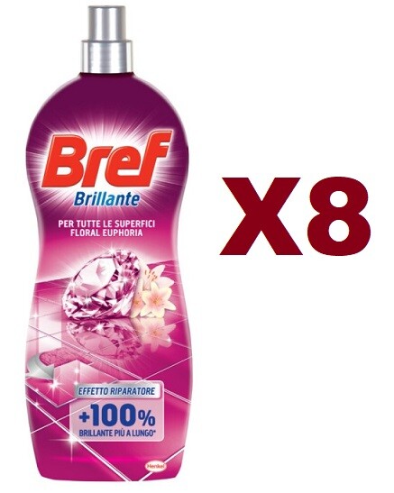 8 PZ BREF PAVIMENTI FLORAL EUPHORIA 1250 ML DETERGENTE PER SUPERFICI LAVABILI