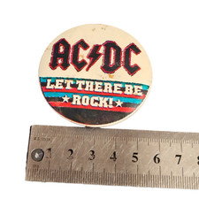 AC/DC Pin Badge Let There Be Rock 55mm Vintage Metal Original Rock Memorabilia