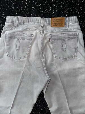 Vintage Y2K Levi s Brown Tab Leather Patch Gray Denim Jeans Pants Fit 34 X 30