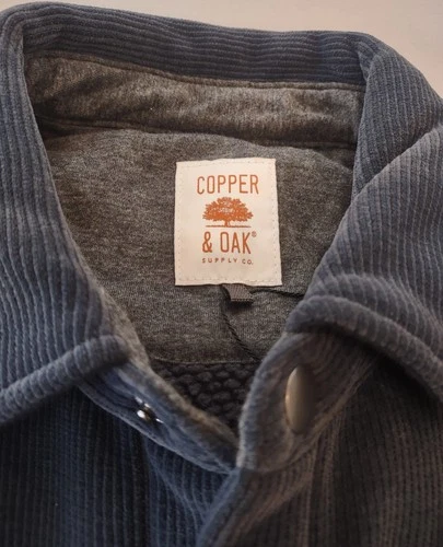 Copper & Oak Men's Fleece Shirt Jacket Heavyweight Snap Button Gray Blue, Medium image 3