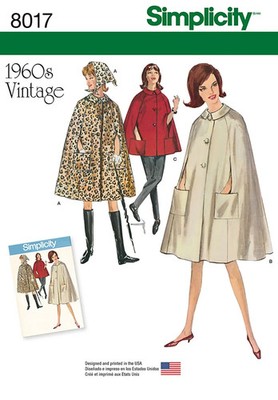 SIMPLICITY 8017 60er Jahre Cape Schnittmuster 6-14 & 14-22 SIEHE VOLLSTÄNDIGE BESCHREIBUNG