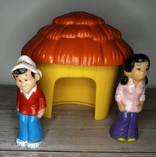 1977 Vintage Gilligan's Island Figure Set of 3, Gilligan, & Maryann With hut