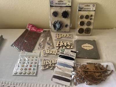 #ad Large Lot Ephemera Embellishments Metal Wood and More 12 New $20.00