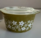 VTG Pyrex Spring Blossom Daisy 473-B Casserole Dish With Lid 1 Qt