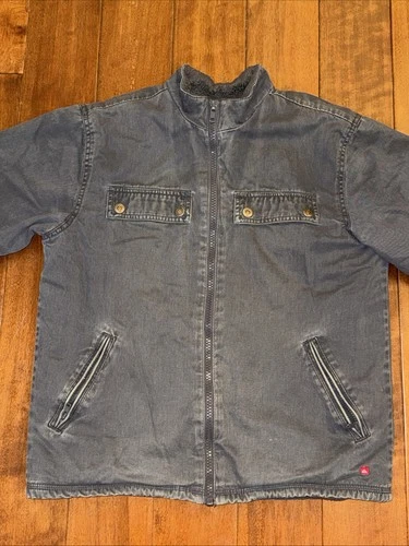 Vintage Quicksilver Jacket Mens Medium Gray Canvas Sherpa Lined Full Zip VTG Y2K image 2
