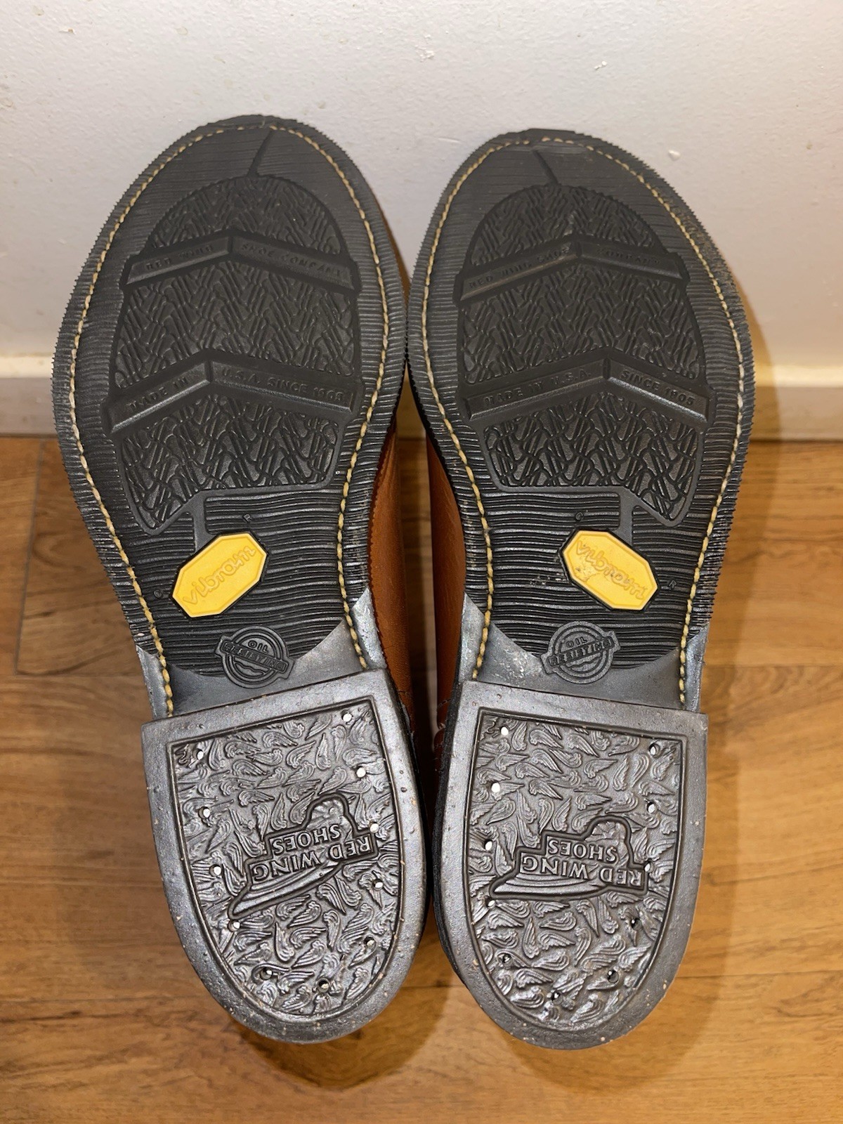 Red Wing 1115 Pecos Nailseat Vibram Tan Pull On Western Cowboy Work Boot 11 D