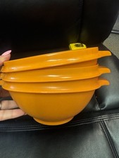 Vtg 3 Orange Tupperware Servalier BOWLS ONLY Harvest #838-15,9,10 Made in USA