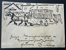 Otto Dill -  Original Tusche Zeichnung - Künstlerpost - Prost Neujahr 1932