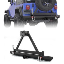 Fits 97-06 Jeep Wrangler Tj Utility Textured Rear Bumper Wtire Carrier2 D-ring Fits 97-06 Jeep Wrangler Tj Utility Textured Rear Bumper Wtire Carrier2 D-ring