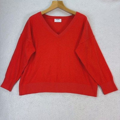Old Navy Orange SoSoft Lite V-Neck Sweater Women XL Casual Minimalist Bright