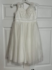 Davids Bridal Flower Girl Dress- Ivory/Size 6/Lace-BRAND NEW Style No. WG1463