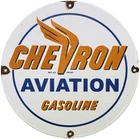VINTAGE CHEVRON GASOLINE PORCELAIN SIGN GAS STATION PUMP MOTOR OIL SERVICE