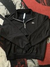 Alo Yoga Quarter Zip Pullover Sweatshirt Size Small Black