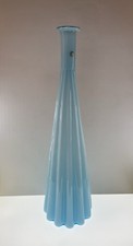 MCM Cased Blue Fluted Empoli Italy Glass Genie Bottle, 19 3/8  Tall, No Stopper