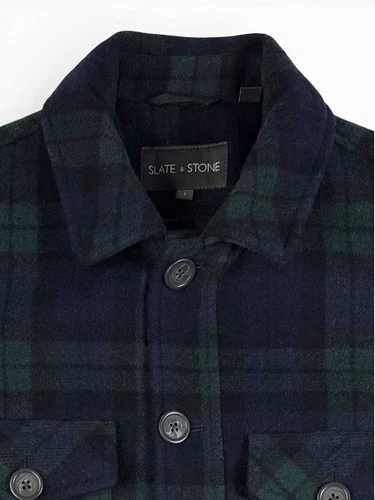 Slate & Stone Men’s Plaid Wool Blend Quilted Lined Button-Front Shacket S - product listing photo