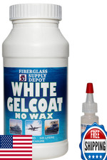 Fiberglass Supply Depot White Gelcoat Quart NO Wax 15cc Hardener MEKP
