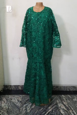 African Print Binta Green Long Lace Gown Ankara women clothing