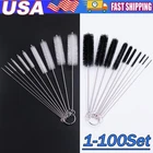 Nylon Straw Brush Cleaner Bottle Tube Pipe Small Long Cleaning 10Pcs Set USA Lot