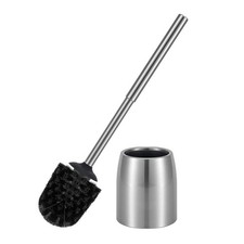 SUS304 Stainless Steel Toilet Brush and Holder Set Stain Nickle 12In Handle B...