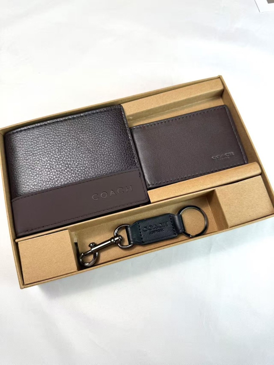 COACH MEN'S 3 IN 1 WALLET BOXED GIFT SET IN SIGNATURE CANVAS Black