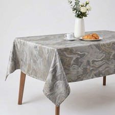 Grey Metallic Marbleized Jacquard Wedding Tablecloth Milano Dining Cover