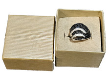 Black Spinel Rhodium Over Sterling Silver Ring sz 7.5