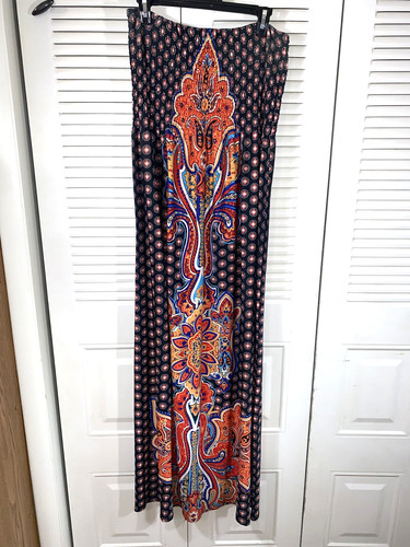 SZ XL Magic Brand Multi-colored Maxi Dress 32" smallest up to 46" 53" long