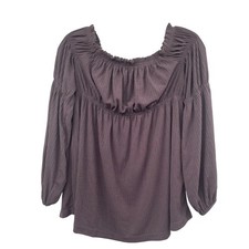 Maurices Womens Off Shoulder Blouse Long Sleeve Ribbed Purple Size Medium