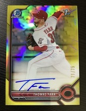 2022 Bowman Chrome - Prospect Auto Yellow Refractor  /75 #CPA-TF THOMAS FARR