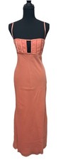 ASOS Design Corset Maxi Dress Womens 8 Coral Satin Cutout Open Back Formal
