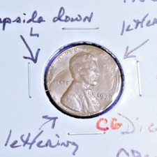 1956-P LINCOLN CENT DIE CRACK W/OBV/REV LETTERS MISS-PLACED IN FIELD 