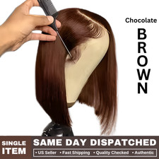 Straight Bob Human Hair Wig colour 4 Chocolate Brown  200 Density