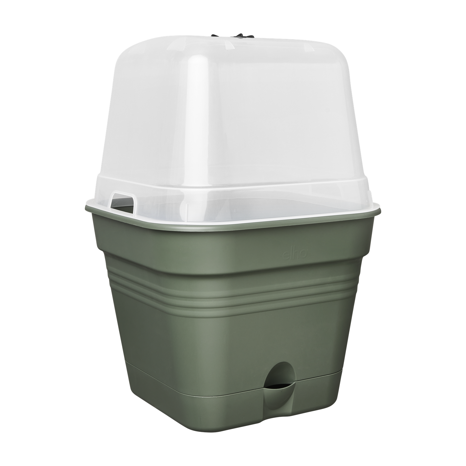 green basics growpot square allin1 30cm leaf green elho