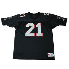 Vintage Champion Atlanta Falcons 21  Deion Sanders Black Football Jersey Size 52