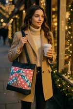 Quilted Bag Tote Multicolor With Denim 0124-1