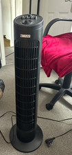 Zanussi Black Tower Fan with Oscillation & Timer, Push Button/Dial Controls