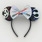 Star Wars Darth Vader Lightsaber Bow Headband Black Glitter Sequin Ears — photo 1