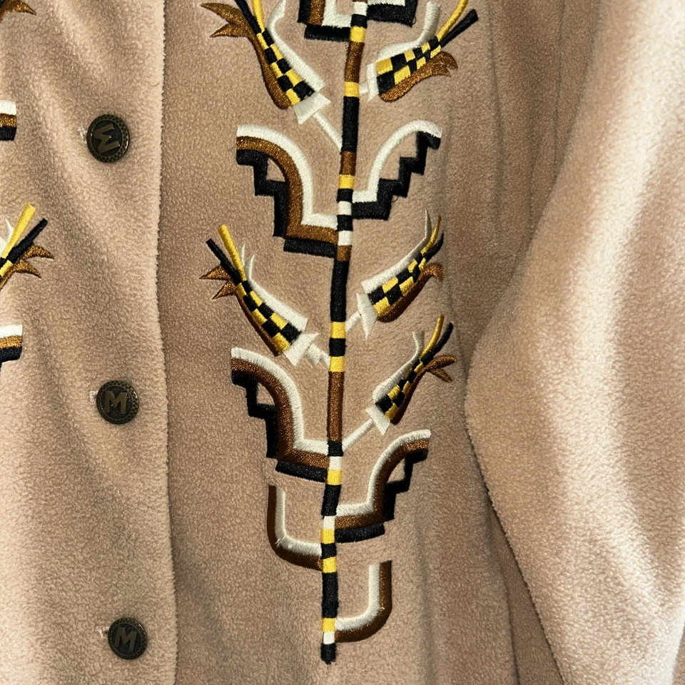 Vintage Bob Mackie Wearable Art Tan Embroidered Coat Womens L - Image 3 of 4
