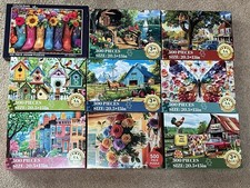 ALL COMPLETE Lot of 9 Jigsaw Puzzles 300 500 Pieces have LETTERS ON THE BACK