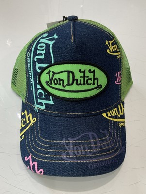 Von Dutch Dark Blue Denim/Green Trucker Hat - New With Tag