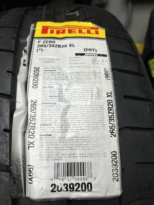 M6/M5/Gt2/Audi RS7 Prrelli  P Zero NEW 265/ 35/20 With/labels.  One By pair NEW