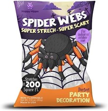 Halloween Spider Web 200 sq ft with 8 Fake Spiders
