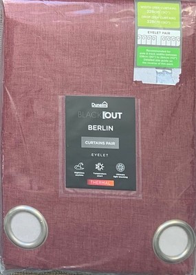 Dunelm Berlin Merlot Rot Verdunkelung Ösen Vorhänge - 5 Größen (Paar)