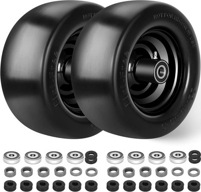 2 Pack  Flat Free Lawn Mower Tires and Wheels, Solid Front Tires for Zero Turn M