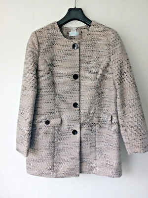 CREATION L Thigh length Collarless 'Boucle'  Multishade Jacket Style Coat UK16